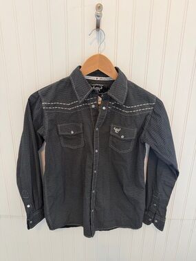 Kid’s Cowboy Hardware Western Embroidered Pearl Snap Shirt size L - 10-12